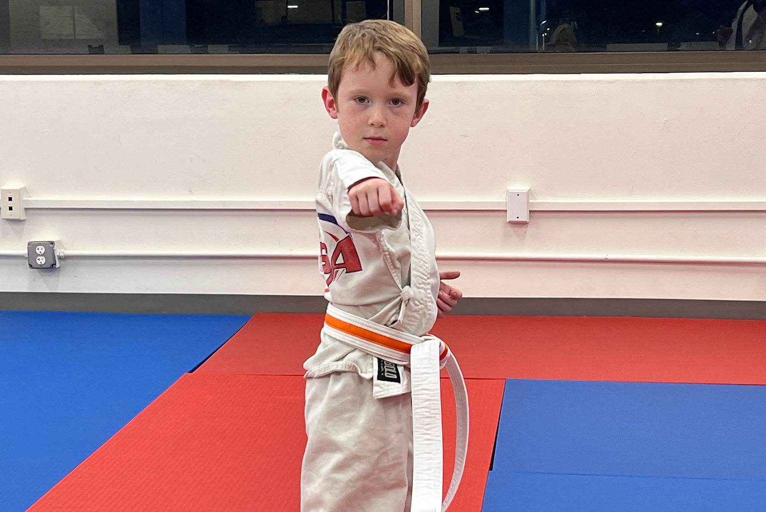 Young PKSA student practicing a karate punch